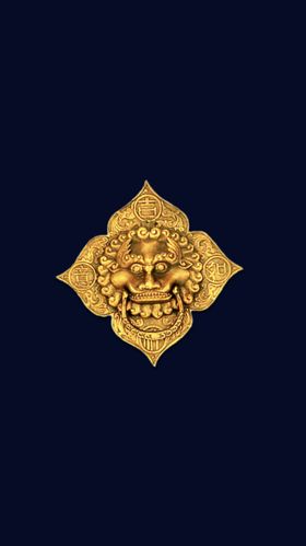 金色传统狮子门环