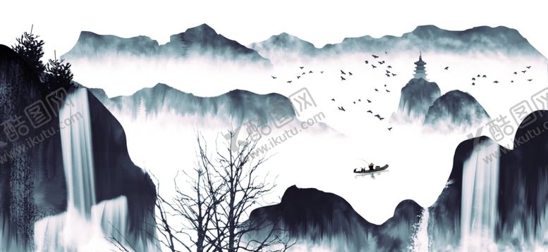 编号：13366610200313022584【酷图网】源文件下载-中国风新中式山水画