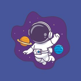可爱宇航员卡通矢量儿童插画星星小学班级ufo手抄报