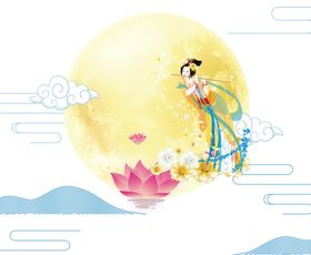 中秋节元素祥云月亮