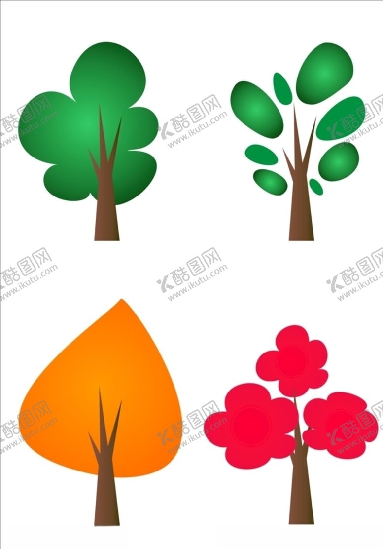 编号：86018207081505038844【酷图网】源文件下载-简笔画可爱矢量卡通树木素材