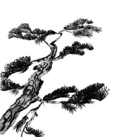 水墨中国风迎客松