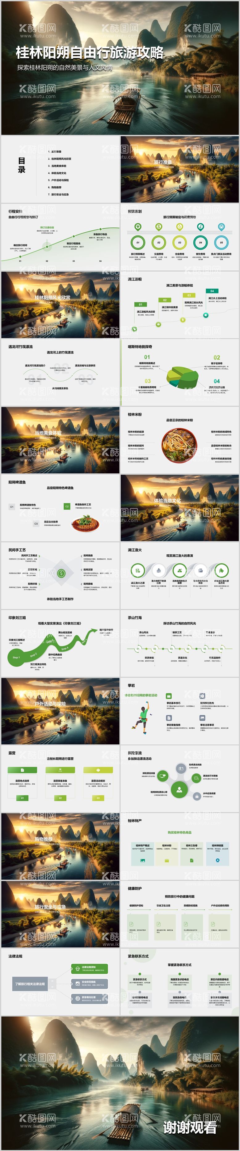 编号：10038311282336007571【酷图网】源文件下载-桂林阳朔自由行旅游攻略PPT