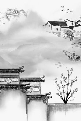 中国风背景武侠小清新展板潮