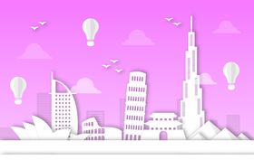 卡通城市天际线图片