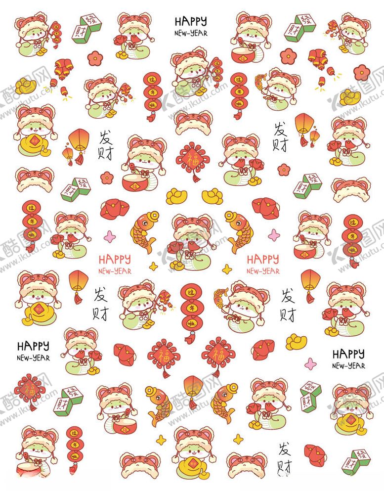 编号：46747311182227438350【酷图网】源文件下载-卡通新年元素图案集合