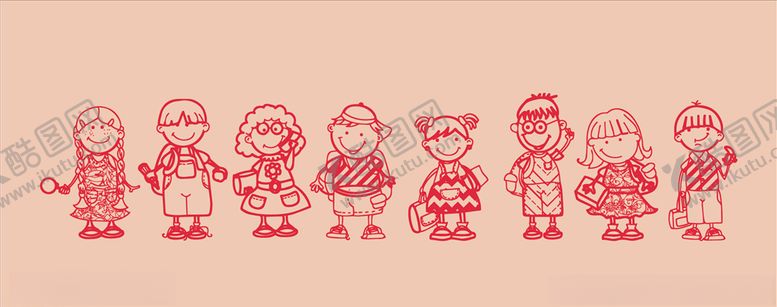 编号：92029110051227398570【酷图网】源文件下载-可爱的卡通小学生