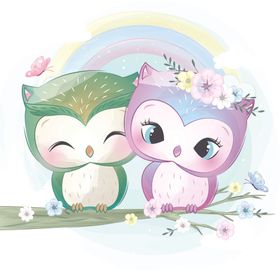 温馨浪漫动物插画