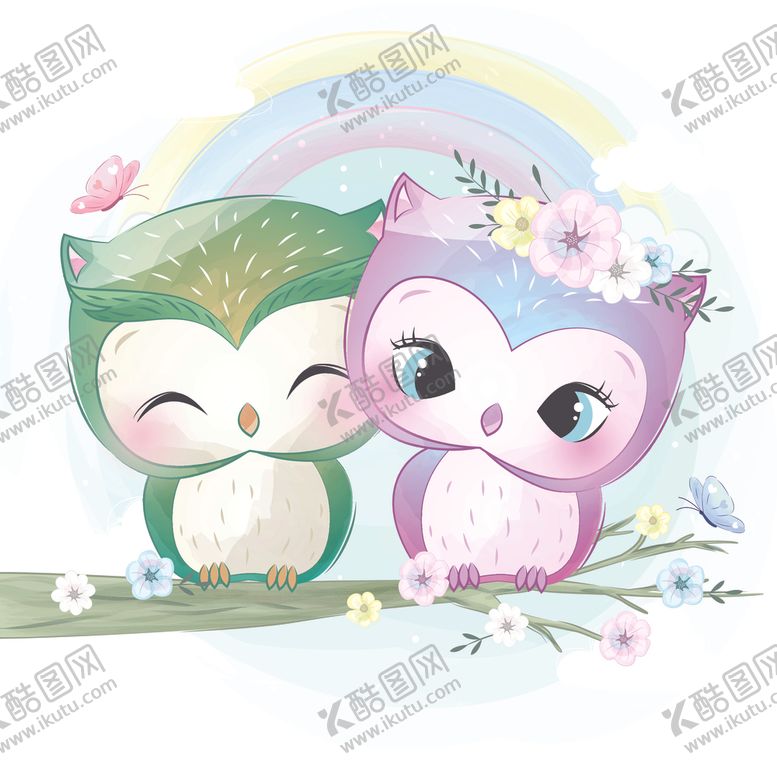 编号：95153907130323088202【酷图网】源文件下载-温馨浪漫动物插画