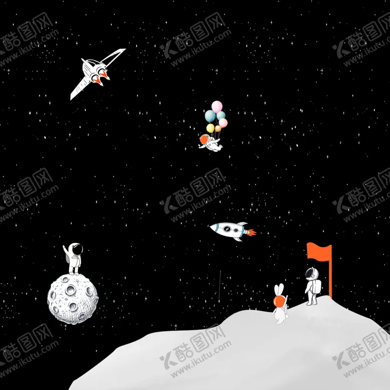 编号：76828810180541134278【酷图网】源文件下载-儿童房宇航员太空装饰画