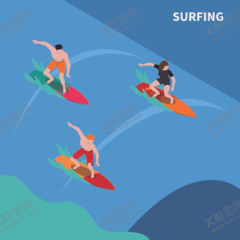 编号：46697309110320087792【酷图网】源文件下载-冲浪运动插画