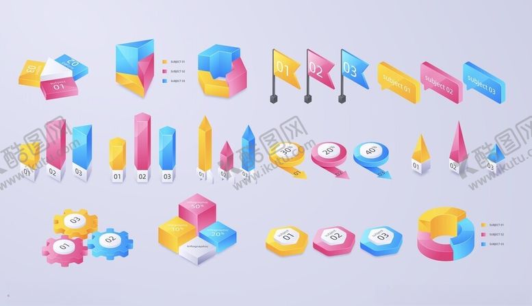 编号：71103401042152304789【酷图网】源文件下载-多彩统计图表元素集合