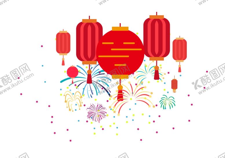 编号：49394305011909192633【酷图网】源文件下载-卡通灯笼烟花图片