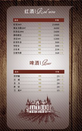 饮料价格海报餐厅菜单饮品
