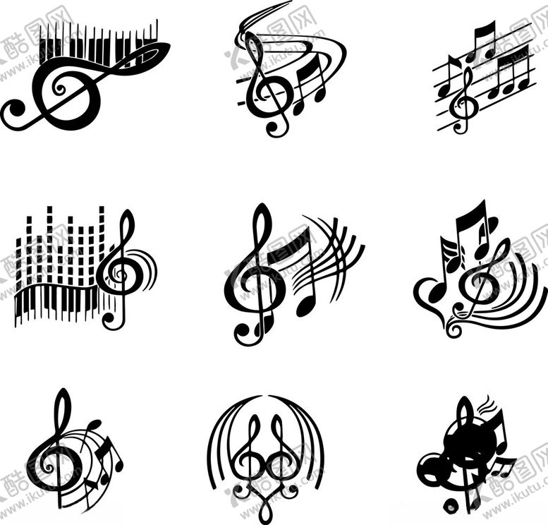 编号：18280211181941508132【酷图网】源文件下载-多样音乐符号图标集合