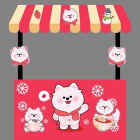 可爱猫咪主题摊位插画