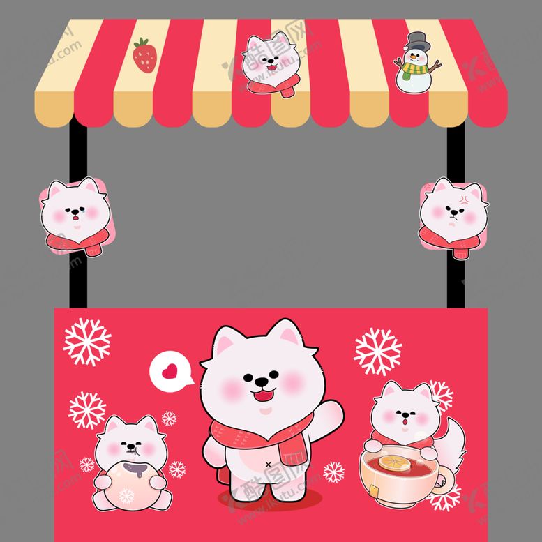 编号：93472904051112059661【酷图网】源文件下载-可爱猫咪主题摊位插画