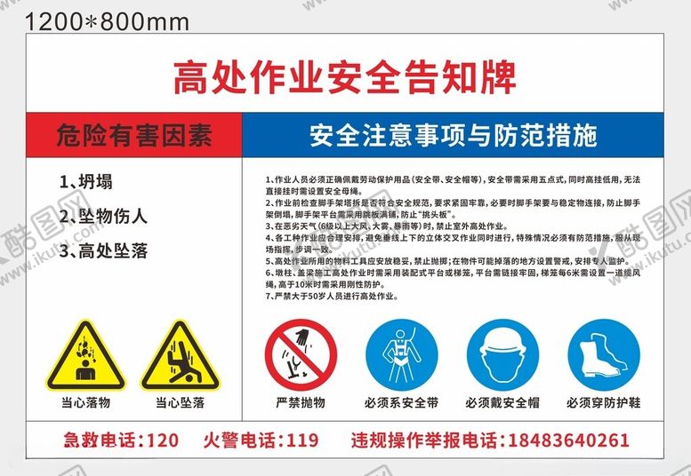 编号：35673001272033185750【酷图网】源文件下载-高处作业安全告知牌
