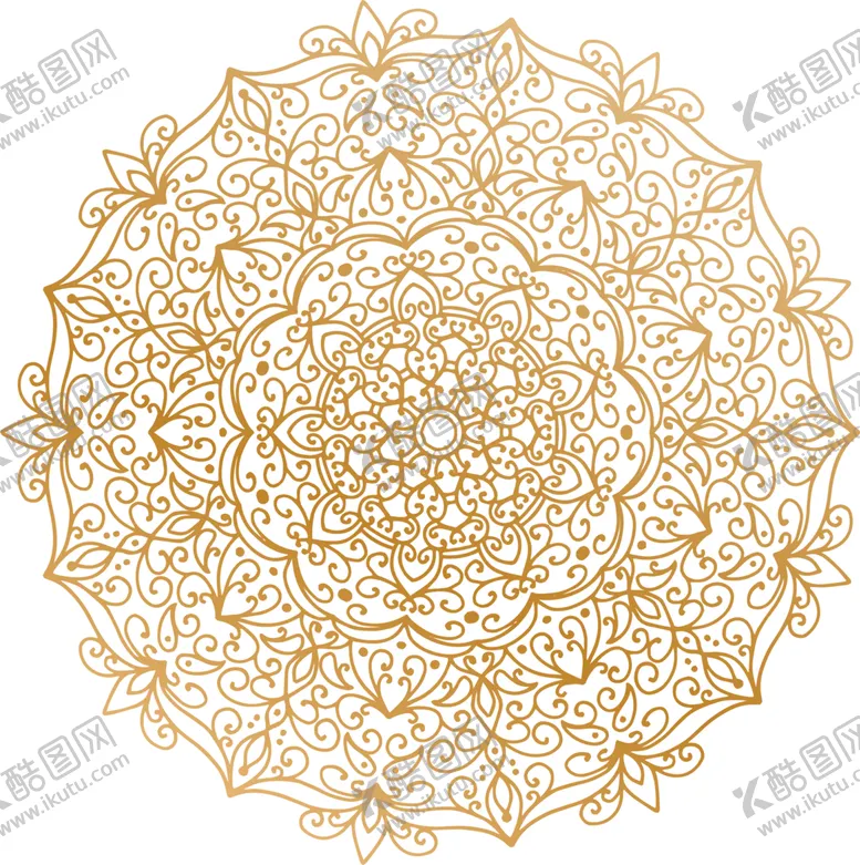 编号：23292602091340422060【酷图网】源文件下载-金色复古花纹透明底免抠图
