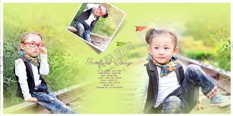 编号：22732009240928023996【酷图网】源文件下载-绿色大陆花园儿童通用相册模板