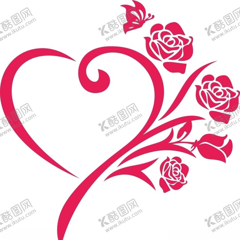 编号：88970806281606313110【酷图网】源文件下载-七夕节玫红色玫瑰花心形边框矢量