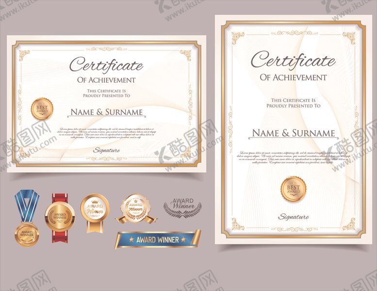 编号：48165311021020265035【酷图网】源文件下载-精美证书模板