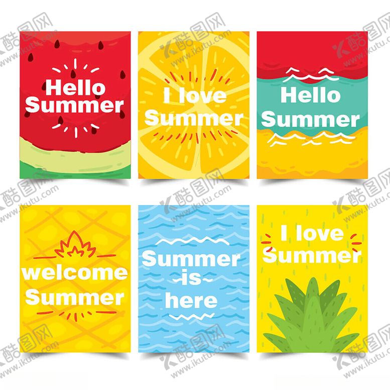 编号：95894610310411305060【酷图网】源文件下载-夏日主题多彩卡片设计