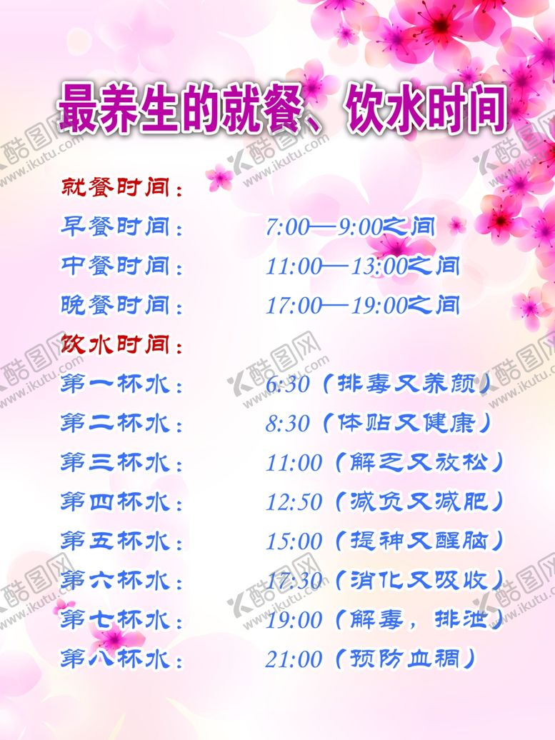 编号：51030007060202254085【酷图网】源文件下载-最养生的就餐饮水时间