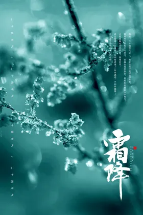 霜降海报节气插画宣传