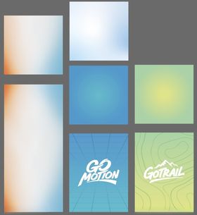 多彩渐变图案与户外运动标识