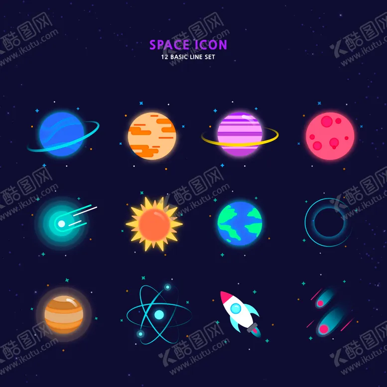编号：66238101121850229310【酷图网】源文件下载-星球太空科技智能UI图标