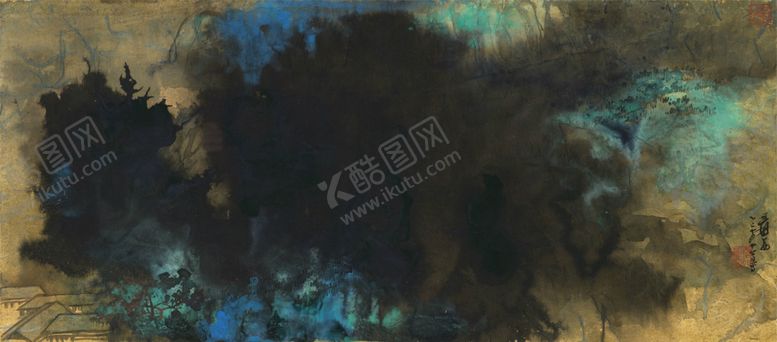 编号：29065602071045305837【酷图网】源文件下载-张大千泼墨山水