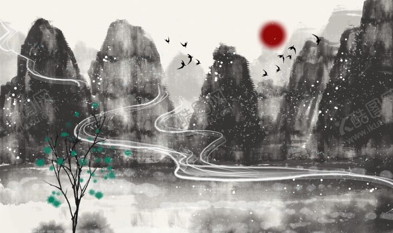 编号：69746009280858338578【酷图网】源文件下载-中国风新中式山水画