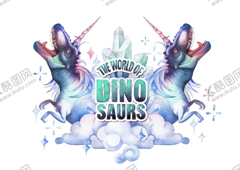 编号：68450609140617173107【酷图网】源文件下载-梦幻水彩恐龙图案