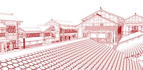 文化街区线稿