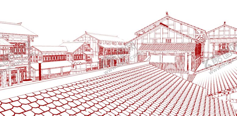 编号：29180509201244087246【酷图网】源文件下载-文化街区线稿