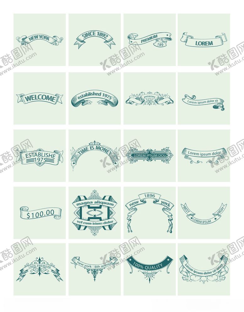 编号：60282204030919334330【酷图网】源文件下载-复古丝带标签