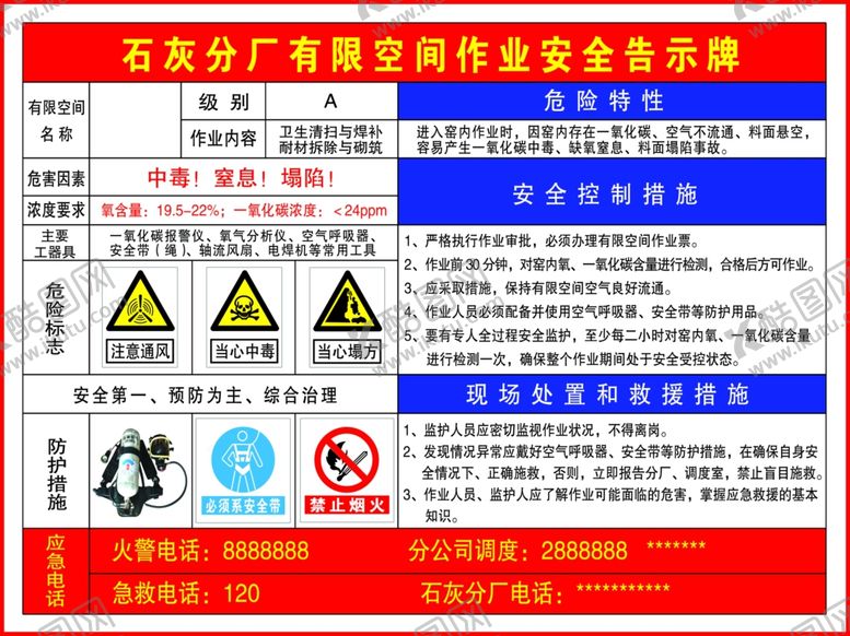 编号：91188410241452267252【酷图网】源文件下载-有限空间作业安全告示牌
