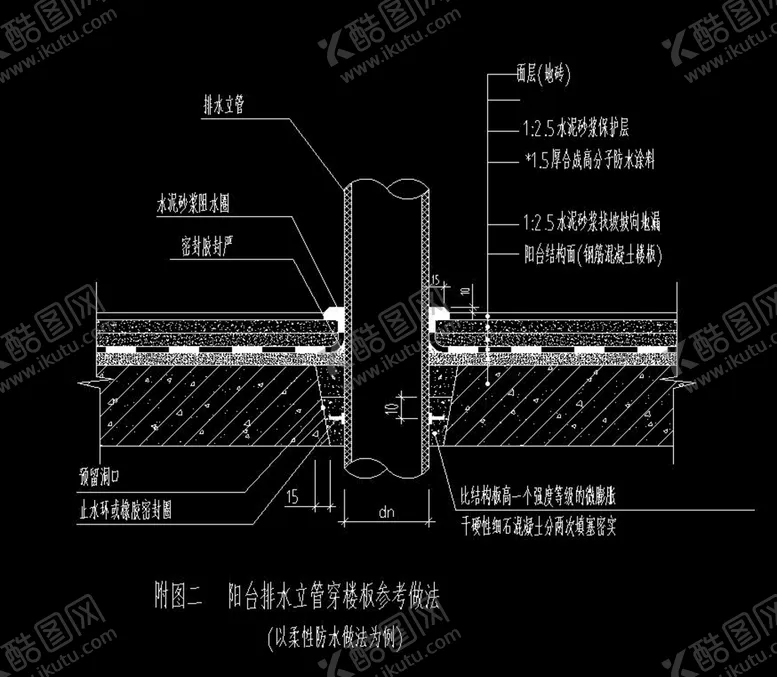 编号：62918712011244081561【酷图网】源文件下载-阳台排水立管穿楼板做法
