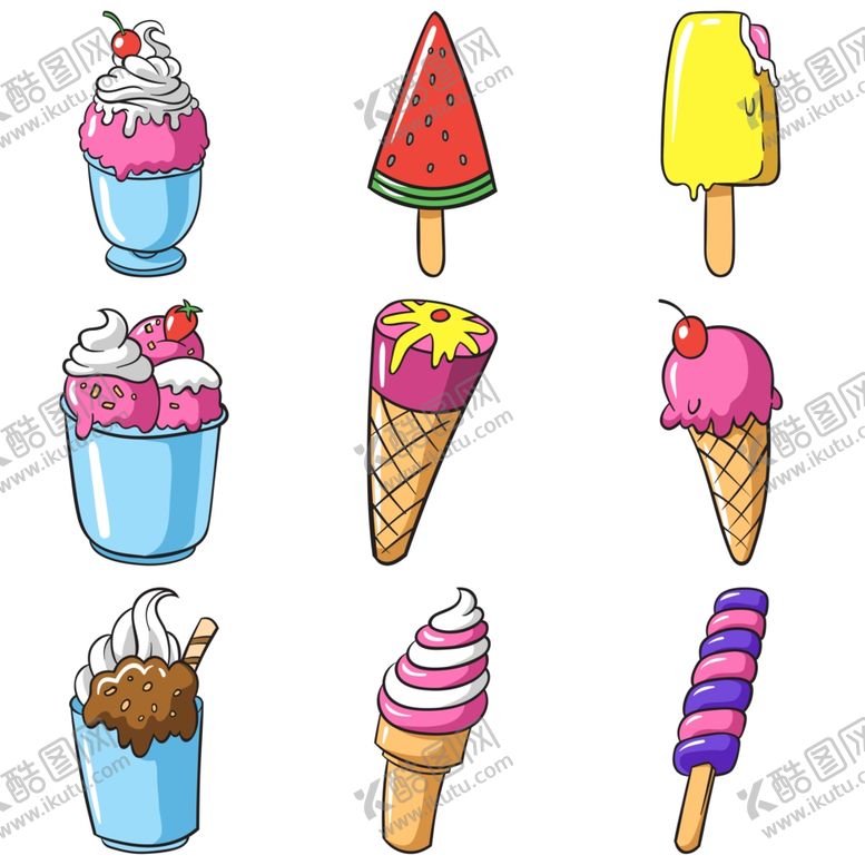 编号：72697909221942381959【酷图网】源文件下载-卡通冰淇淋
