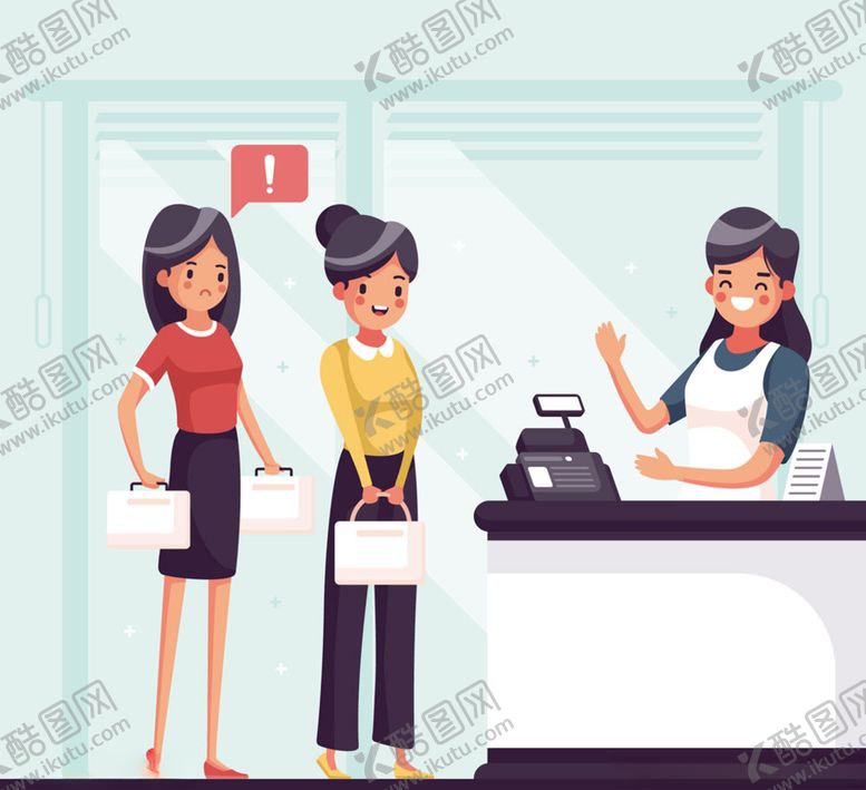 编号：26114009260957094515【酷图网】源文件下载-时尚女士排队结账