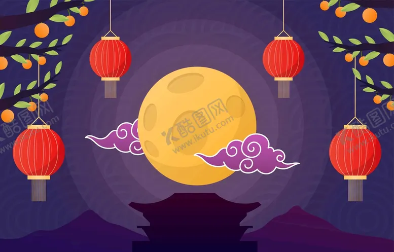 编号：65819010101633547104【酷图网】源文件下载-ai矢量紫色中秋背景