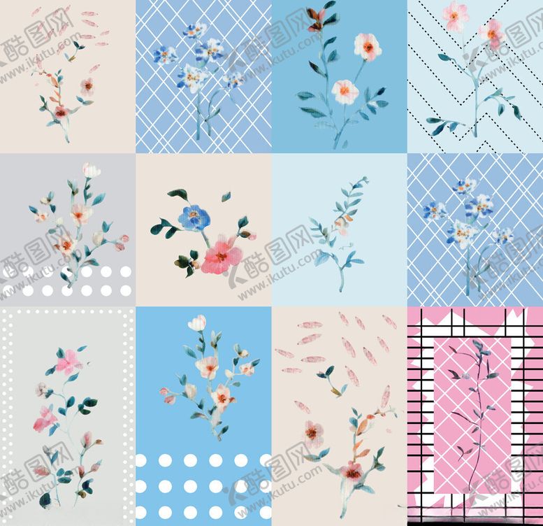 编号：58808304040314461315【酷图网】源文件下载-花卉图案拼接的多彩布料