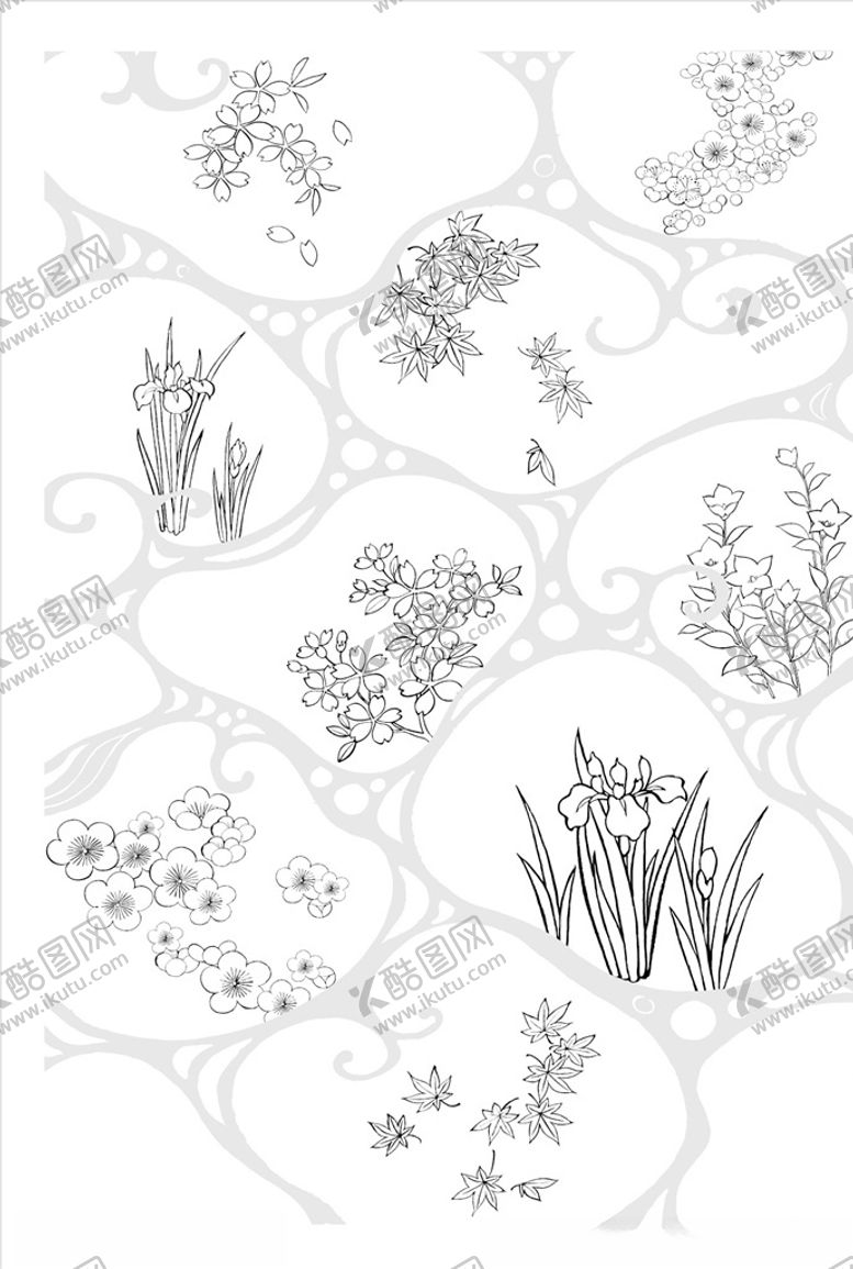 编号：50513806290801243967【酷图网】源文件下载-线描花朵