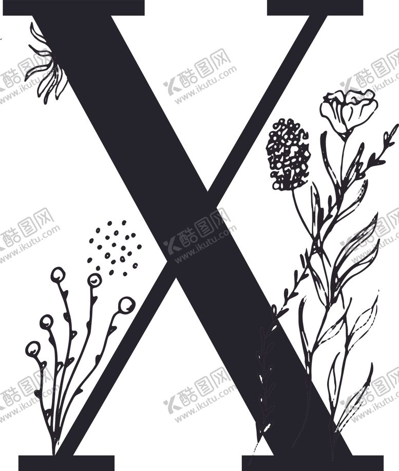 编号：11303705141657158726【酷图网】源文件下载-手绘花纹字母
