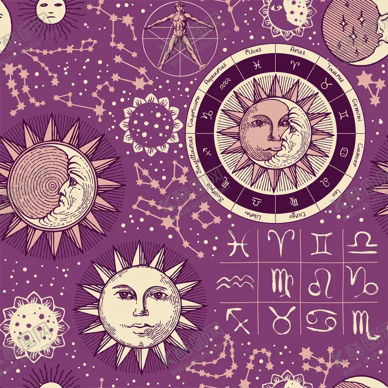 编号：35867209122056331852【酷图网】源文件下载-古典卡通手绘星座图案图片巨蟹座设计