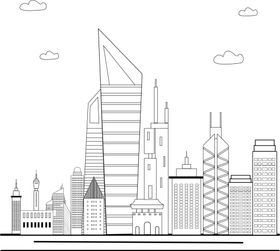 线稿图城市