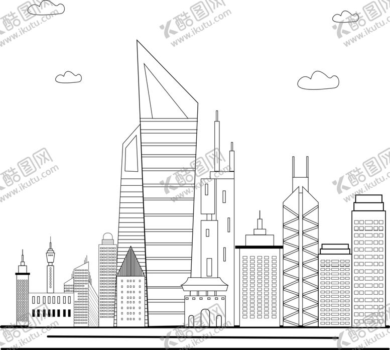 编号：20109409140310291327【酷图网】源文件下载-线稿图城市