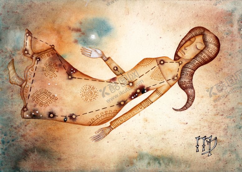 编号：91589810040421249490【酷图网】源文件下载-手绘插画复古星座图星座画