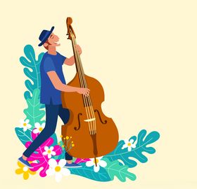 音乐家卡通人物插图演奏